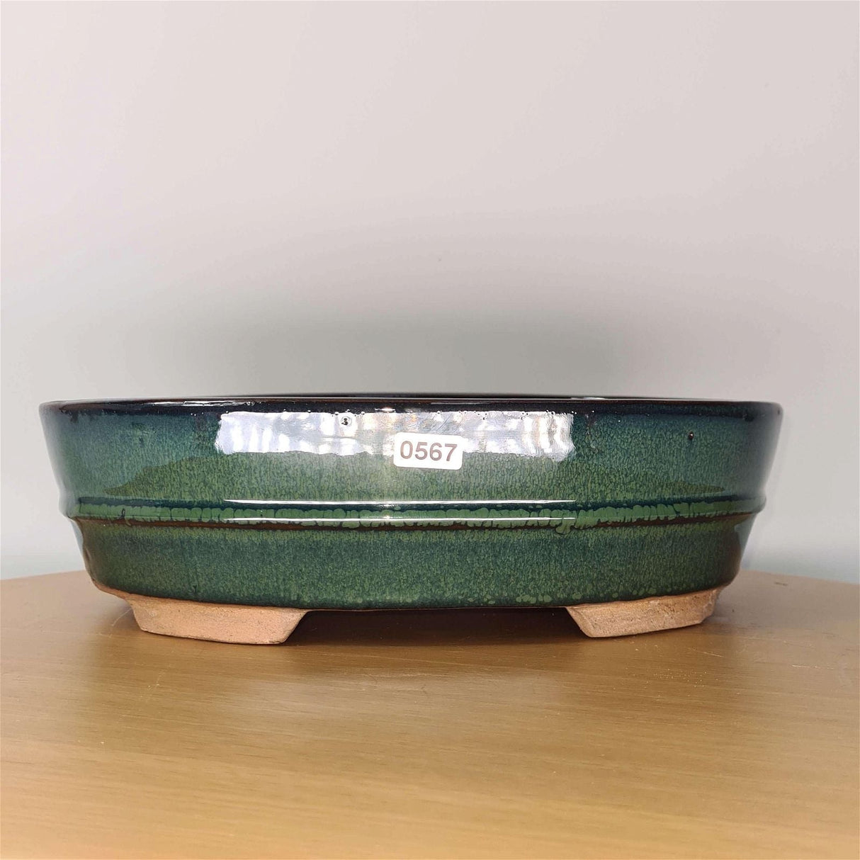 Yorkshire Bonsai Green Glazed Bonsai Pot Oval - 31cm