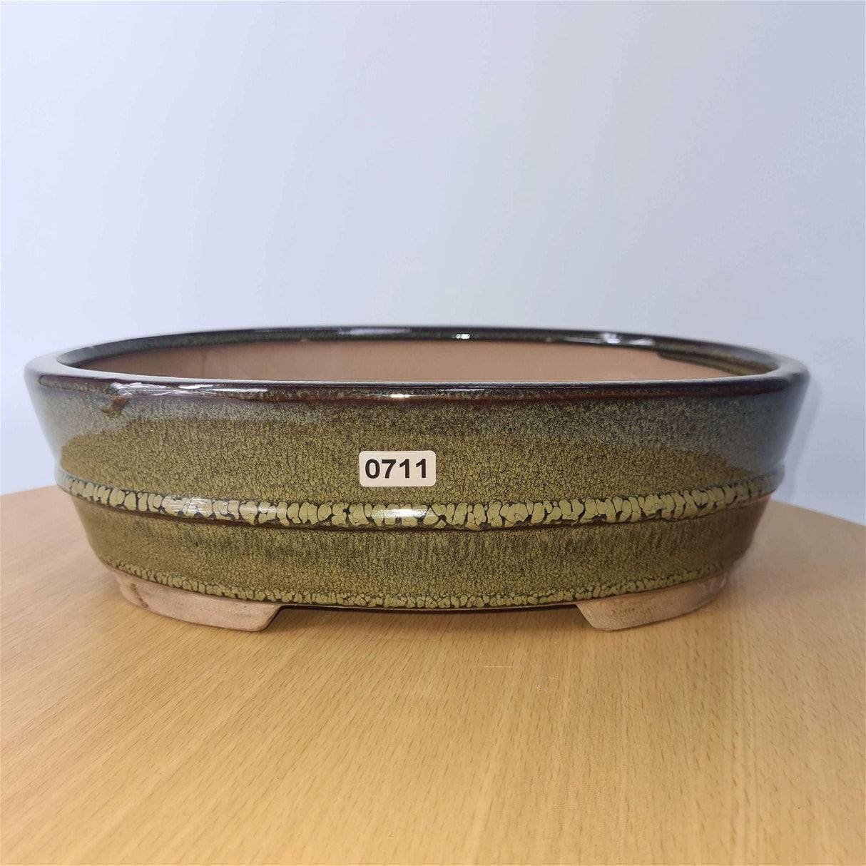 Yorkshire Bonsai Green Glazed Oval Bonsai Pot - 31cm