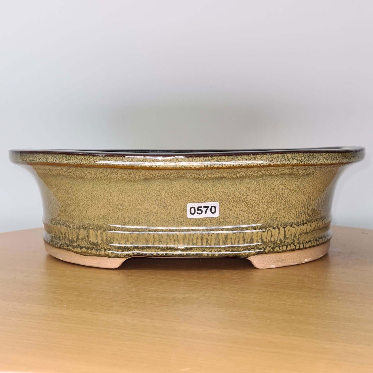 Yorkshire Bonsai Green Glazed Oval Bonsai Pot - 31cm