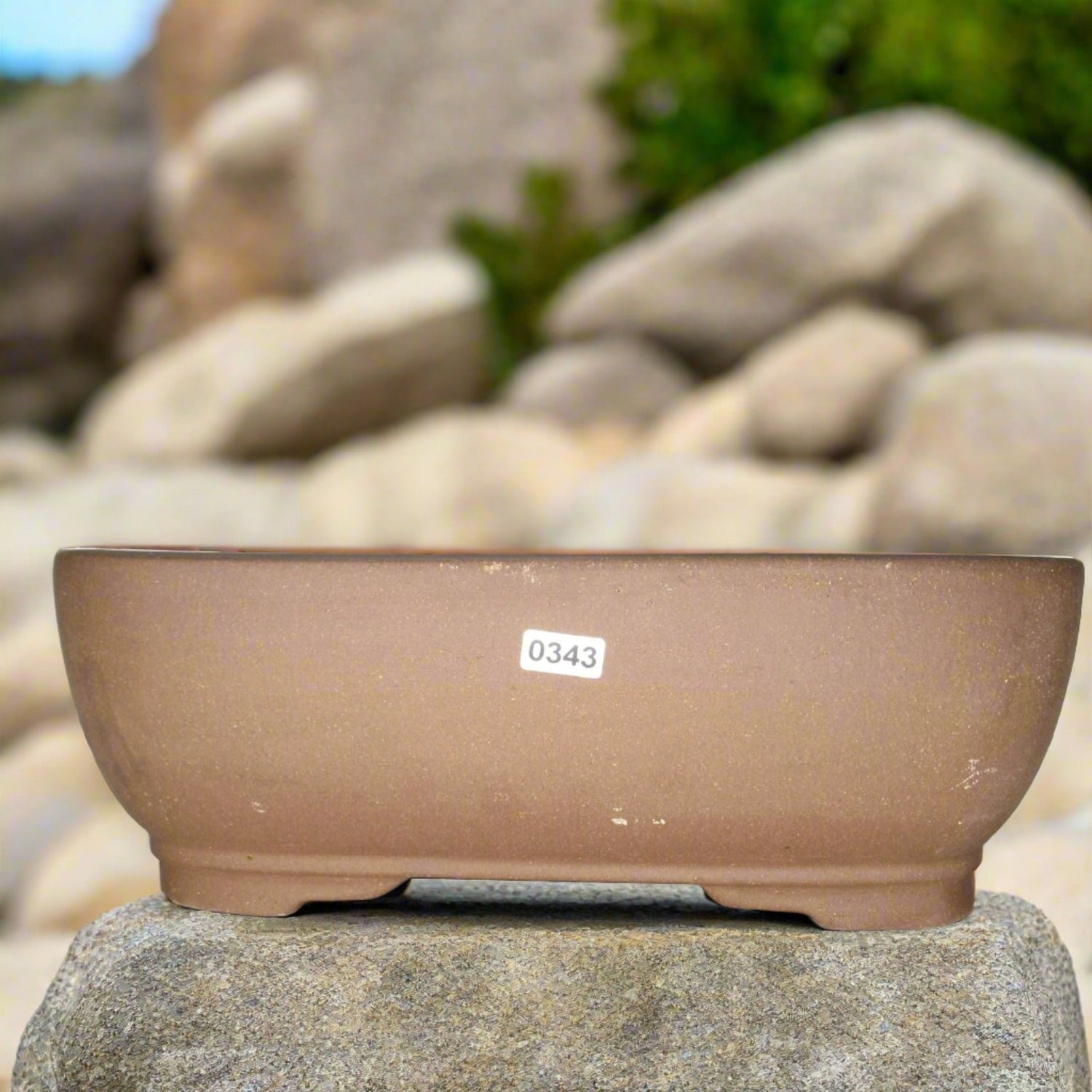 Yorkshire Bonsai Unglazed Brown Oval Bonsai Pot - 31cm