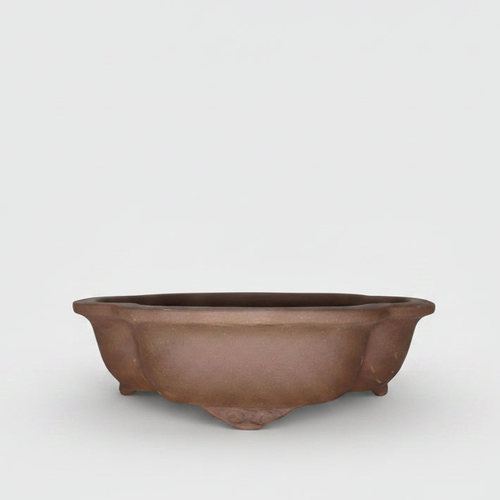 Yorkshire Bonsai Unglazed Floral Bonsai Pot Oval Brown - 31cm