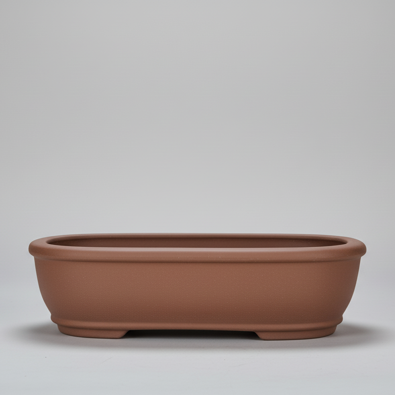 Yorkshire Bonsai Brown Unglazed Oval Bonsai Pot - 32cm
