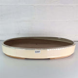 Yorkshire Bonsai Cream Glazed Oval Bonsai Pot - 32cm