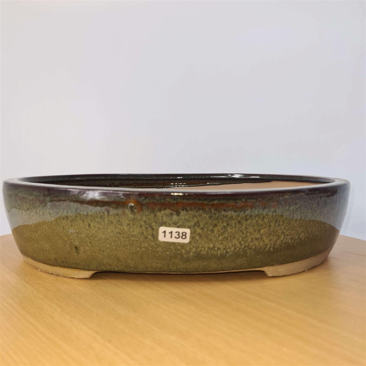 Yorkshire Bonsai Green Glazed Oval Bonsai Pot 32cm Large