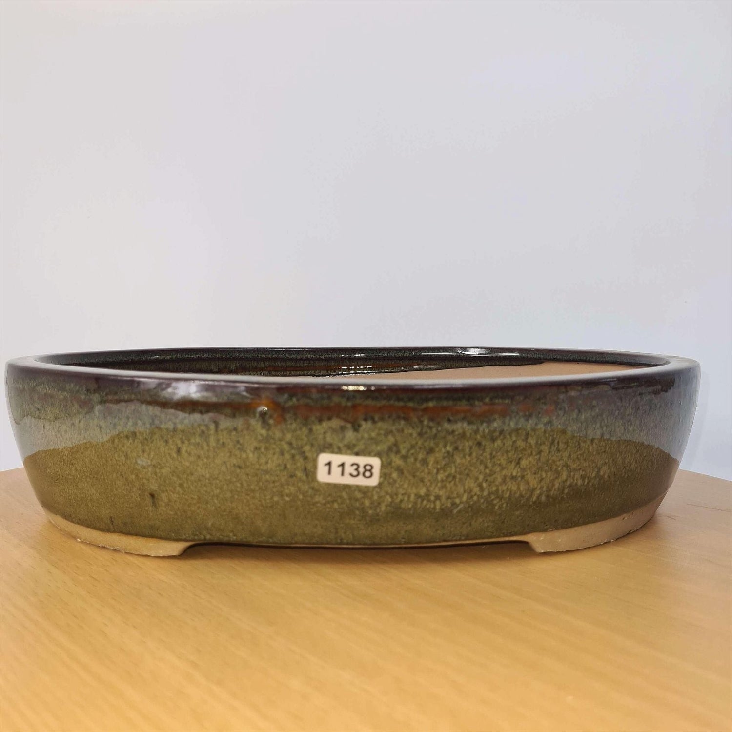 Yorkshire Bonsai Green Glazed Oval Bonsai Pot 32cm Large