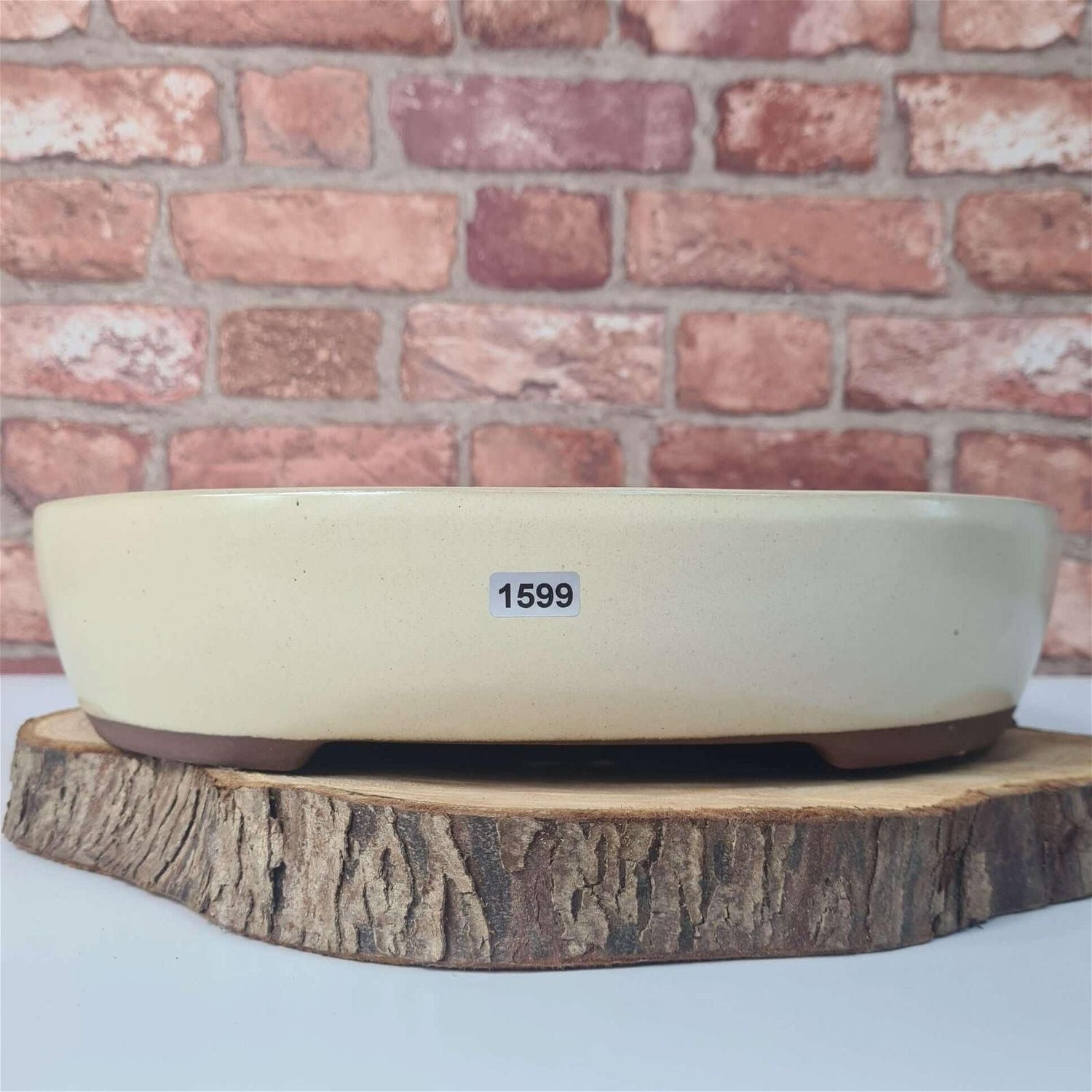 Yorkshire Bonsai White Glazed Oval Bonsai Pot - 32cm