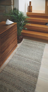 Chunky Natural Grey Knitted Rug – Handwoven Wool Texture