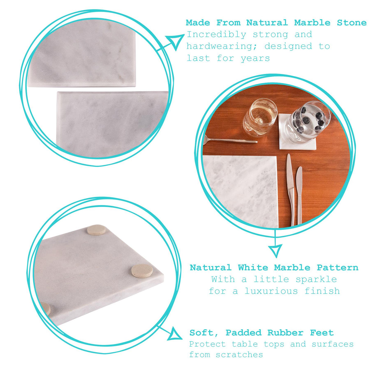 Rinkit Square Marble Coasters - Pack of 6