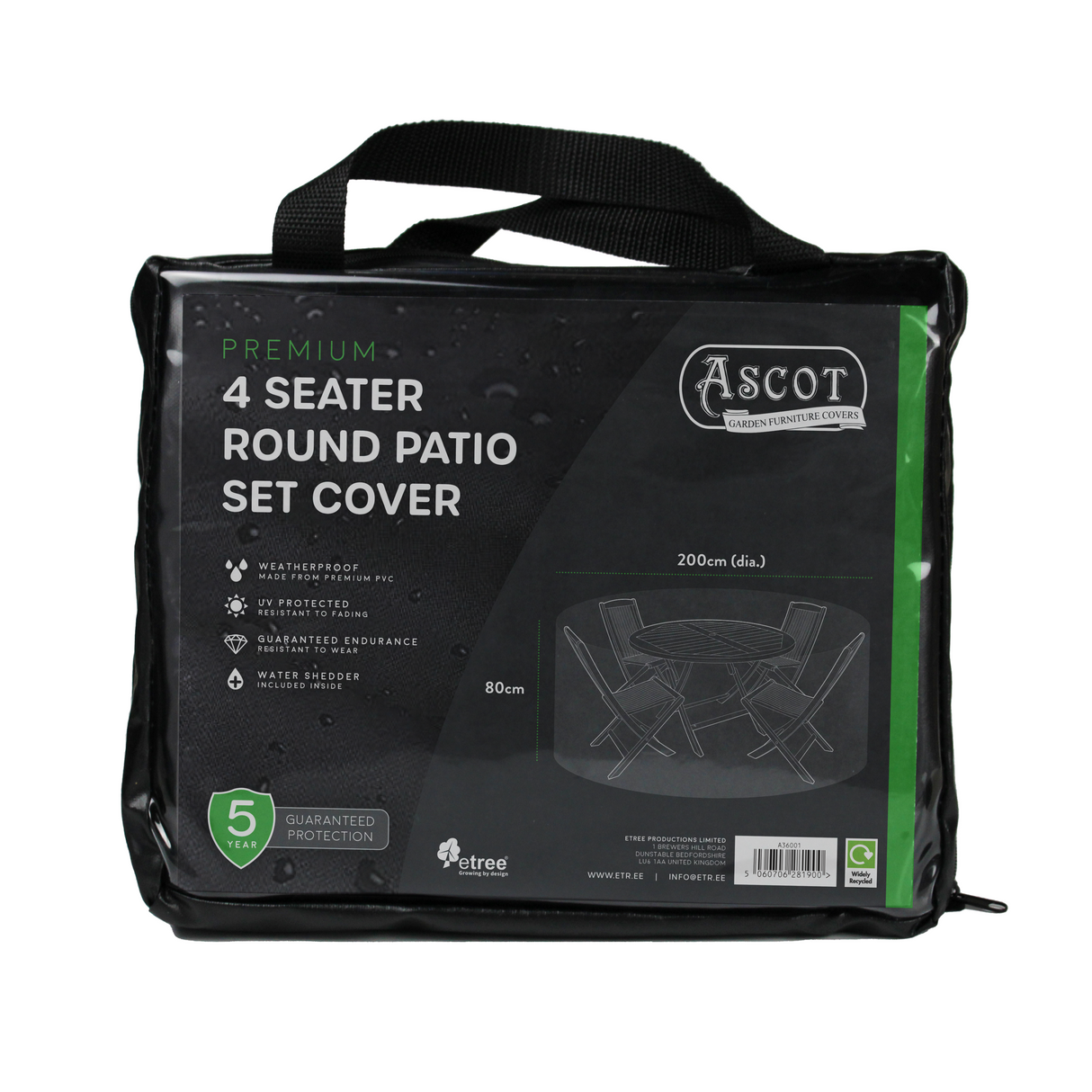 Etree Premium 4 seater Round Patio Set Cover - 200 (Dia.)X 80(H) cm