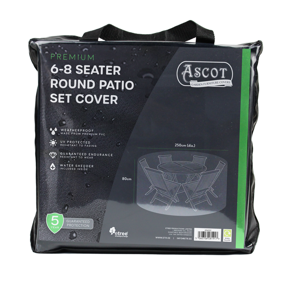 Etree Premium Large 6-8 seater Round Patio Set Cover - 250 (Dia.)X 80(H) cm