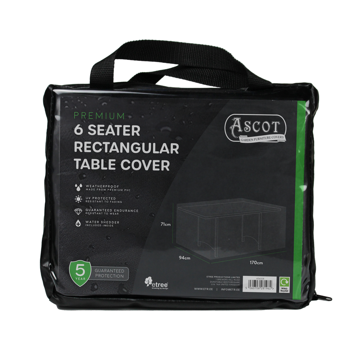Etree Premium Rectangular 6 seater table cover - 170 X 94 X 71 (H) cm