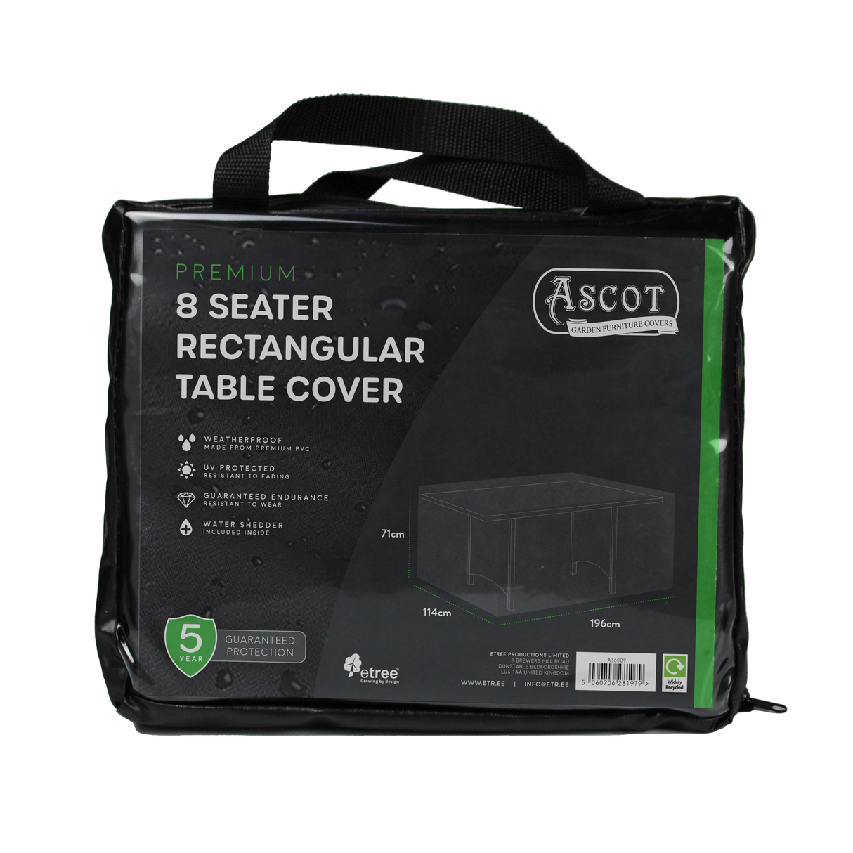 Etree Premium Rectangular 8 seater table cover - 196 X 114 X 71 (H) cm