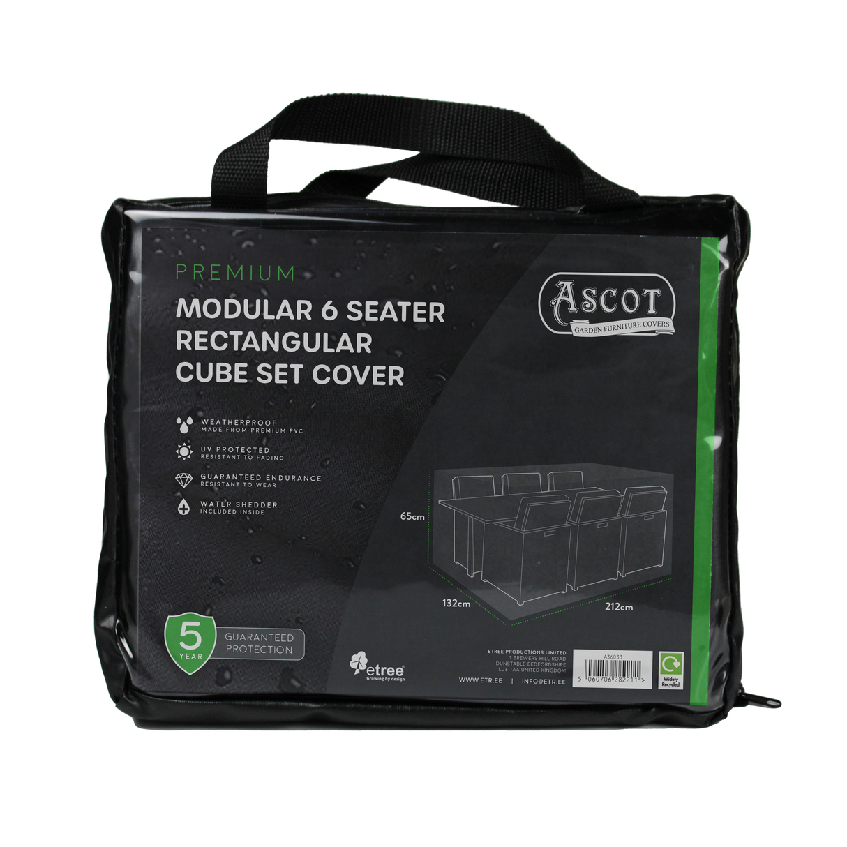 Etree Premium Modular 6 Seater Rectangular Cube Set Cover - 212 X 132 X 65 H