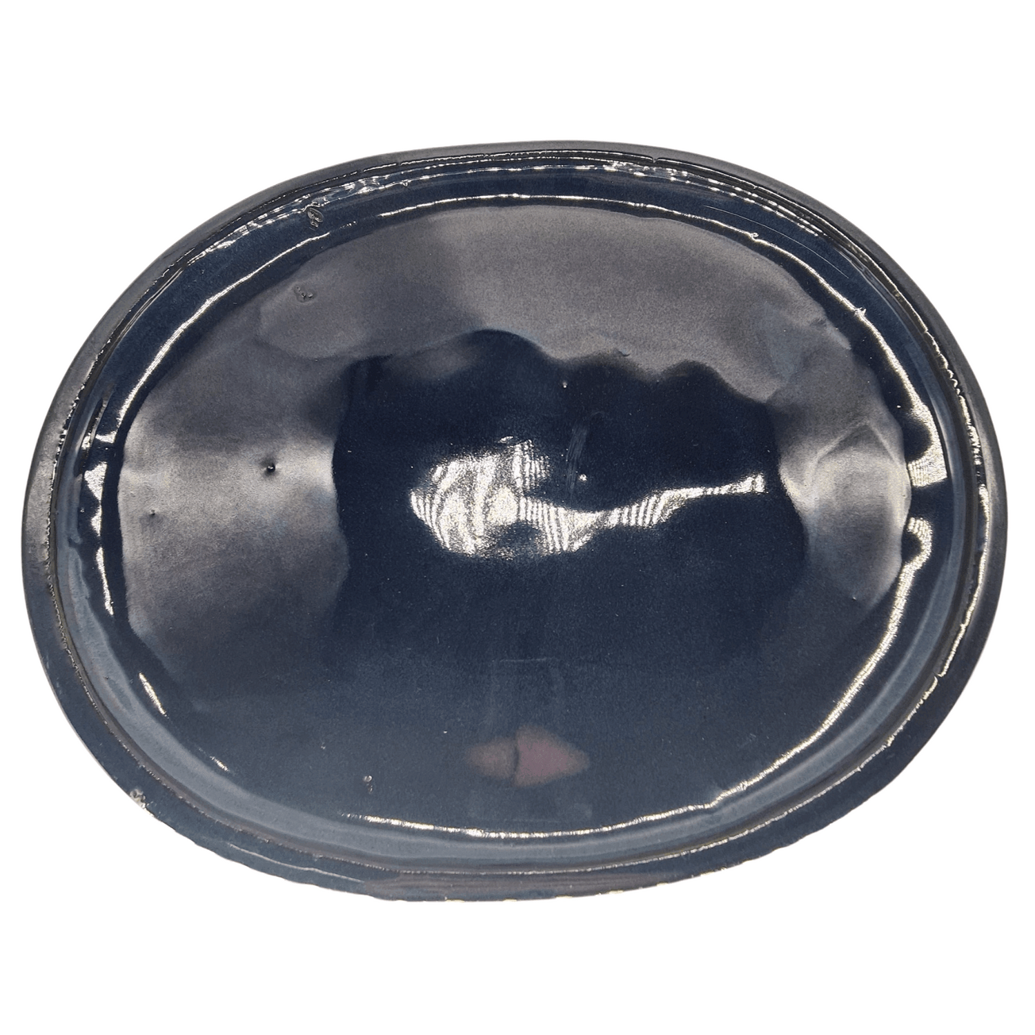 Yorkshire Bonsai Glazed Bonsai Pot Drip Tray Oval Blue - 36cm