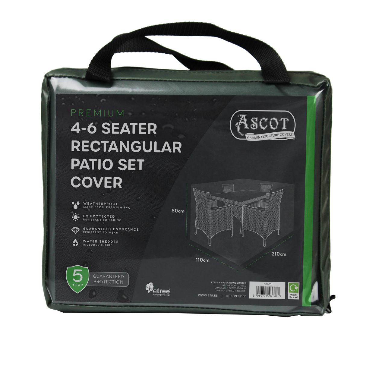 Etree Premium Medium 4-6 seater Rectangular Patio Set Cover - 210 X 110 X 80 (H) cm