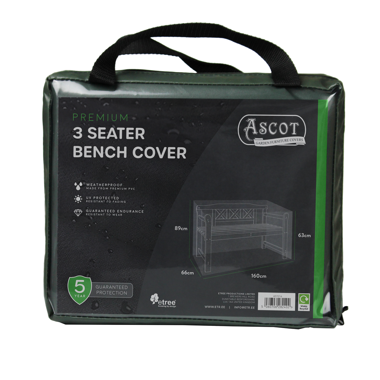 Etree Premium 1.5m(5ft) 3 Seater Bench Cover - 160 X66 X 63/89 (H) cm