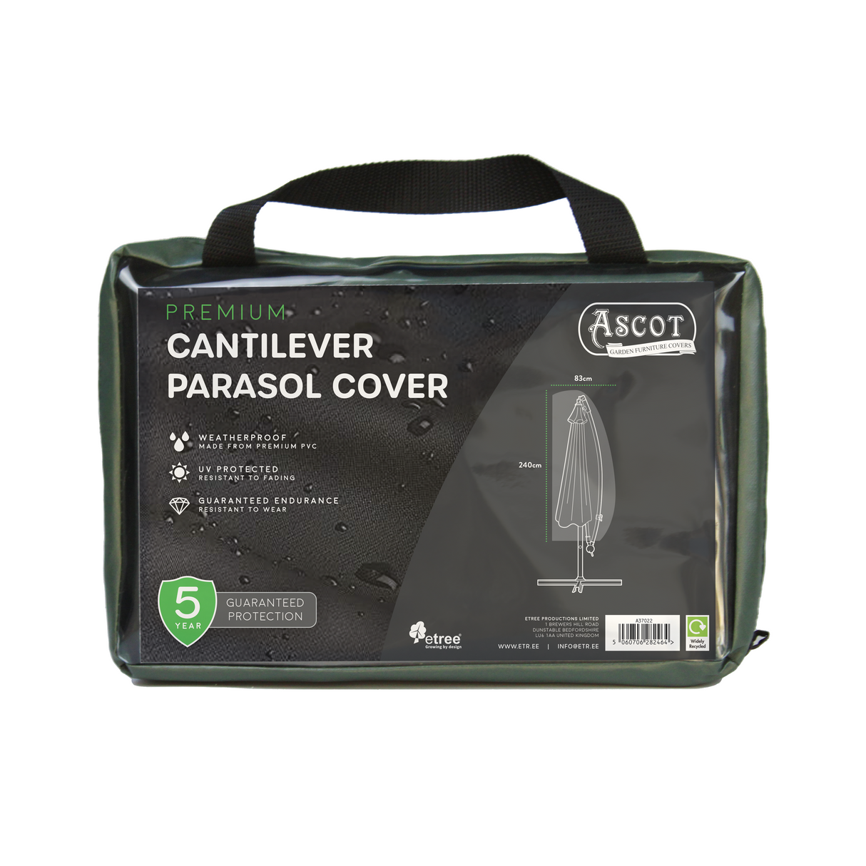 Etree Premium Cantilever Parasol Cover - 83 (W) X 240 (H) cm