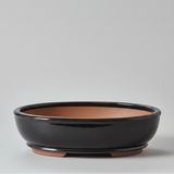 Yorkshire Bonsai Glazed Oval Bonsai Pot Black Ceramic - 37cm