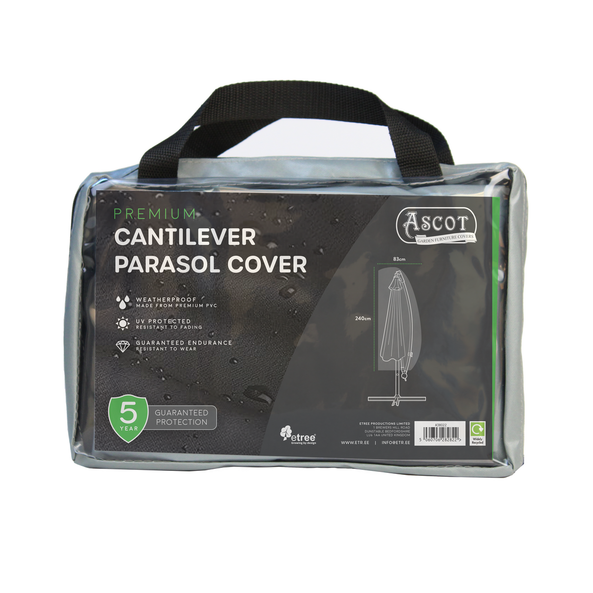 Etree Premium Cantilever Parasol Cover - 83 (W) X 240 (H) cm