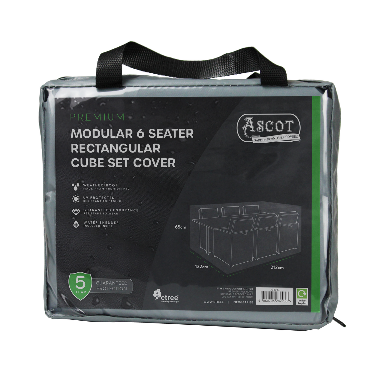 Etree Premium Modular 6 Seater Rectangular Cube Set Cover - 212 X 132 X 65 H