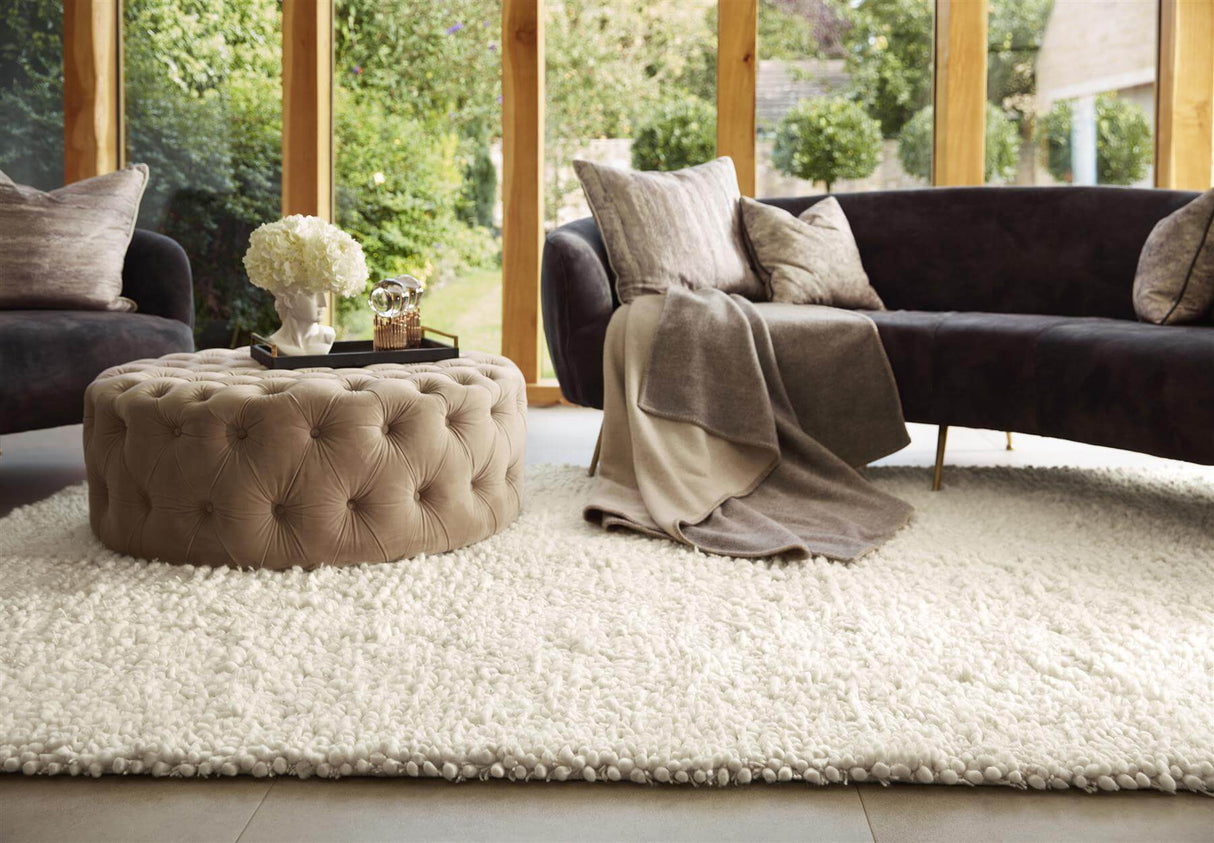 The Rugs Maine Ivory Shaggy Pile Wool Rug
