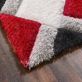 3D Red Geometric Shaggy Rug by The Rugs