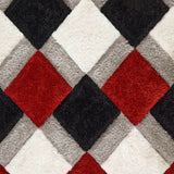 3D Red Geometric Shaggy Rug by The Rugs