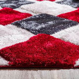 3D Red Geometric Shaggy Rug by The Rugs