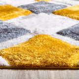 3D Ochre Geometric Shaggy Rug | The Rugs