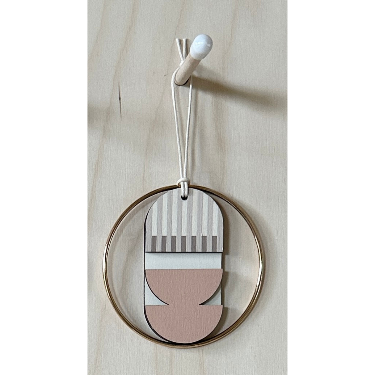 Mini Geometric Mid‑Century Wall Art | Pink & Natural Wooden Décor