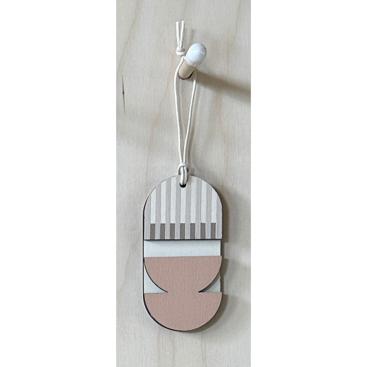 Mini Mid‑Century Wooden Wall Art | Pink & Natural Small Wall Decoration