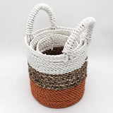 HatiNest Set of 3 Orange Seagrass Storage Baskets - 14, 16 & 17cm