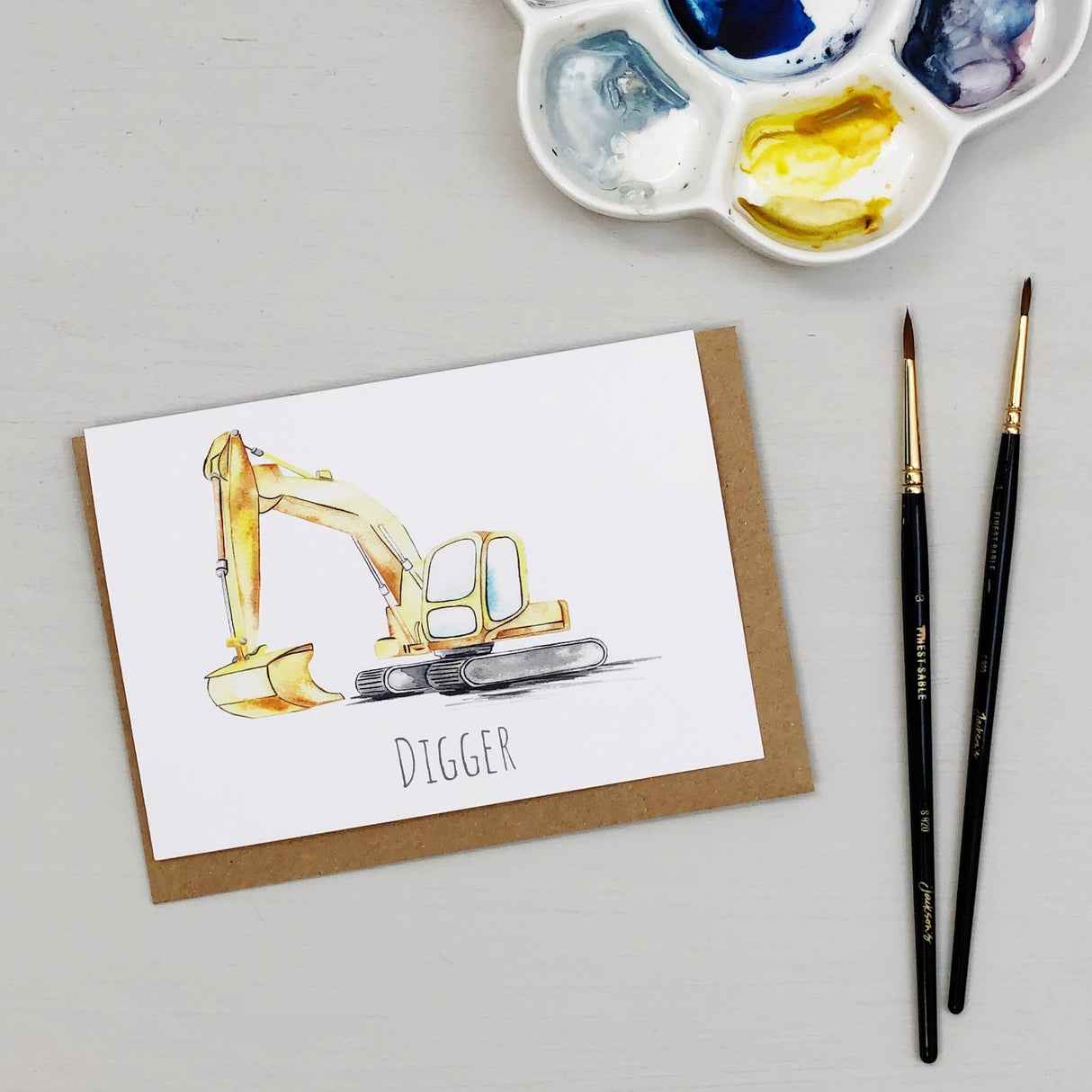 Digger Construction Site Greeting Card | Katie Hipwell Design