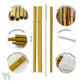 Wild & Stone Reusable Bamboo Drinking Straws - 10 Pack