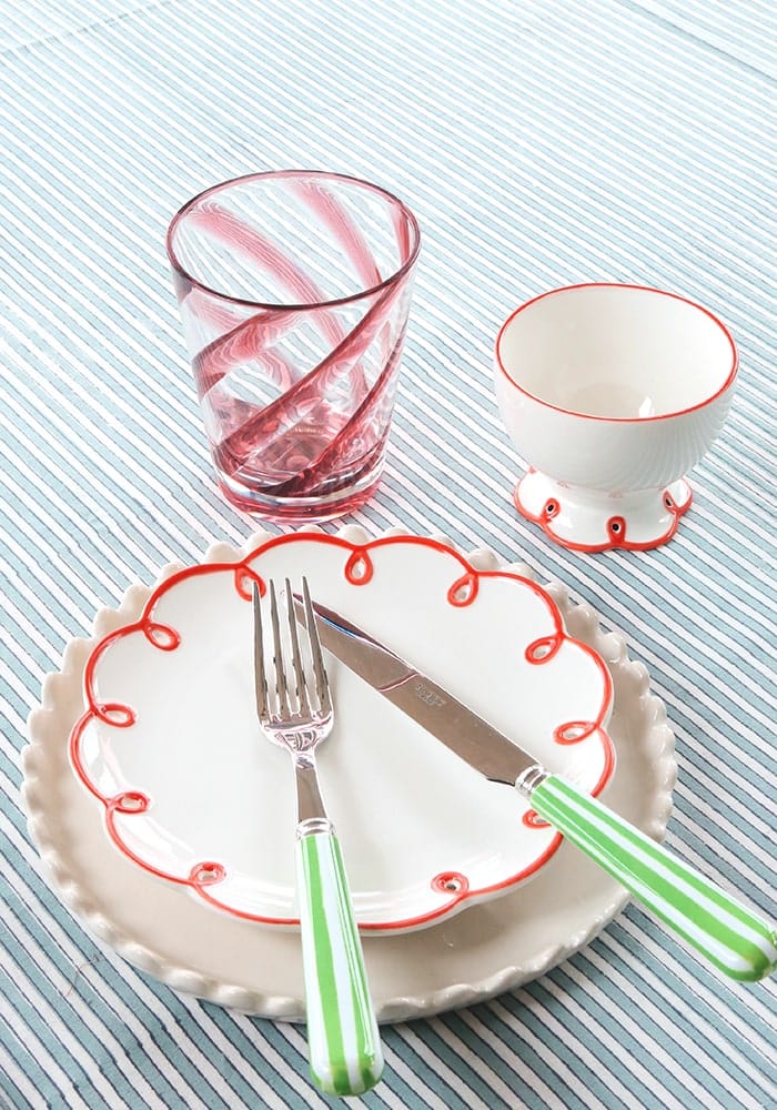 Casa by Josephine Jenno Green & White Candy Stripe Cutlery Set 4 Piece