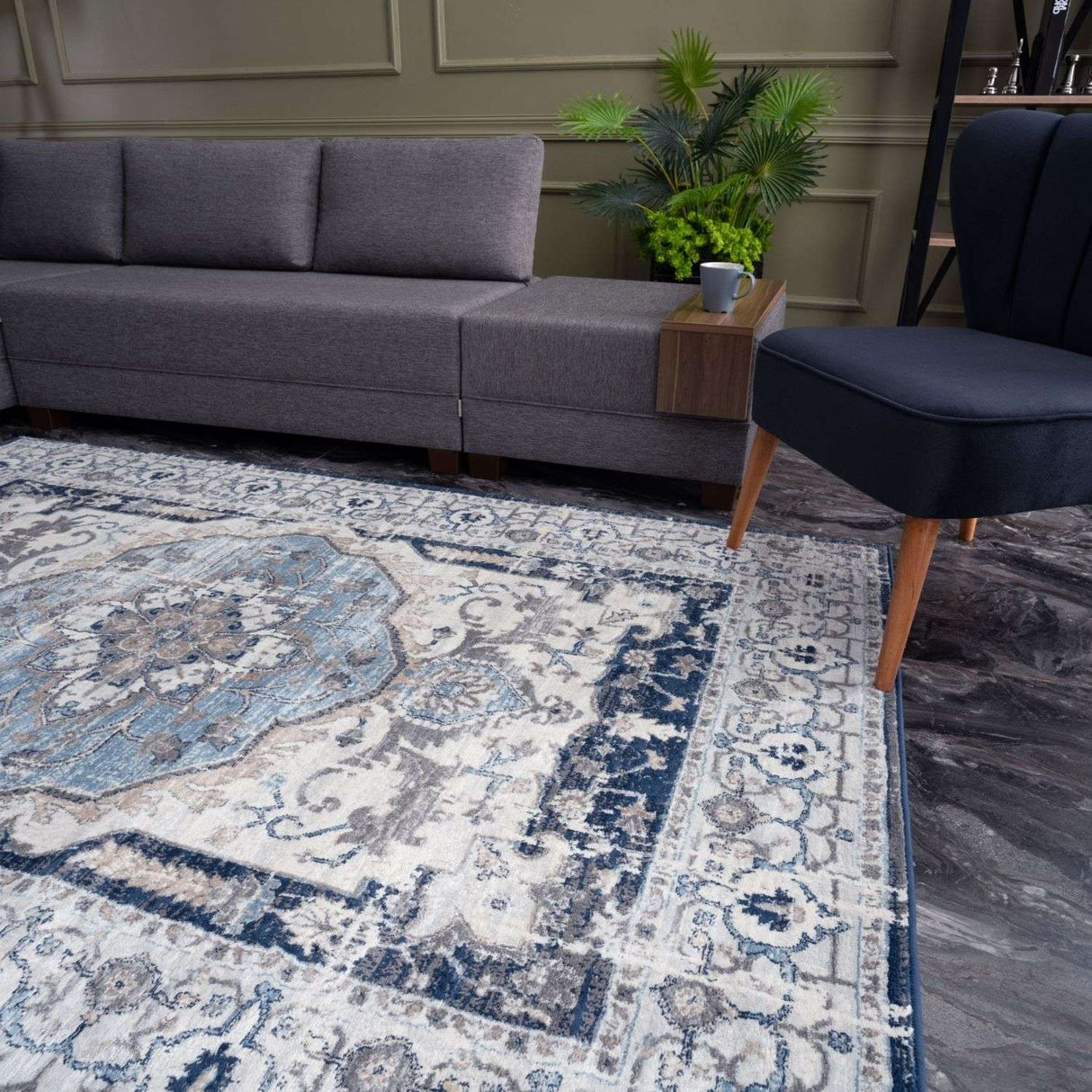 Montana Vintage Navy Rug 4040 by The Rugs