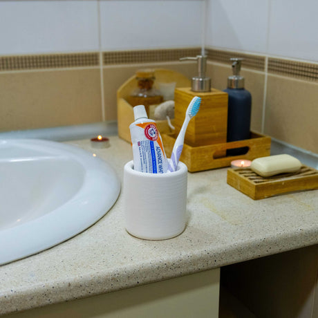 Gloria Home White Concrete Toothbrush Holder