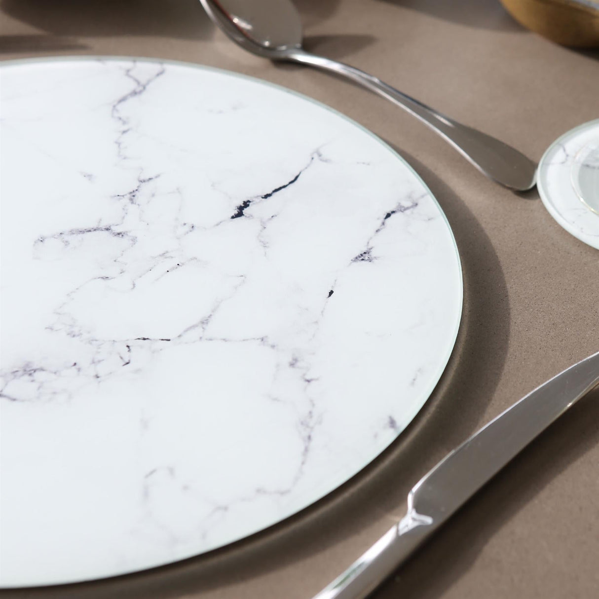 Rinkit Round Glass Chopping Board Marble - 30cm