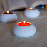 Gloria Home White Concrete Tealight Holder Double Set
