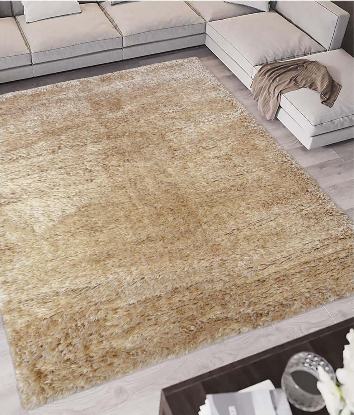 Lagom Natural Shaggy Rug - 100% polyester