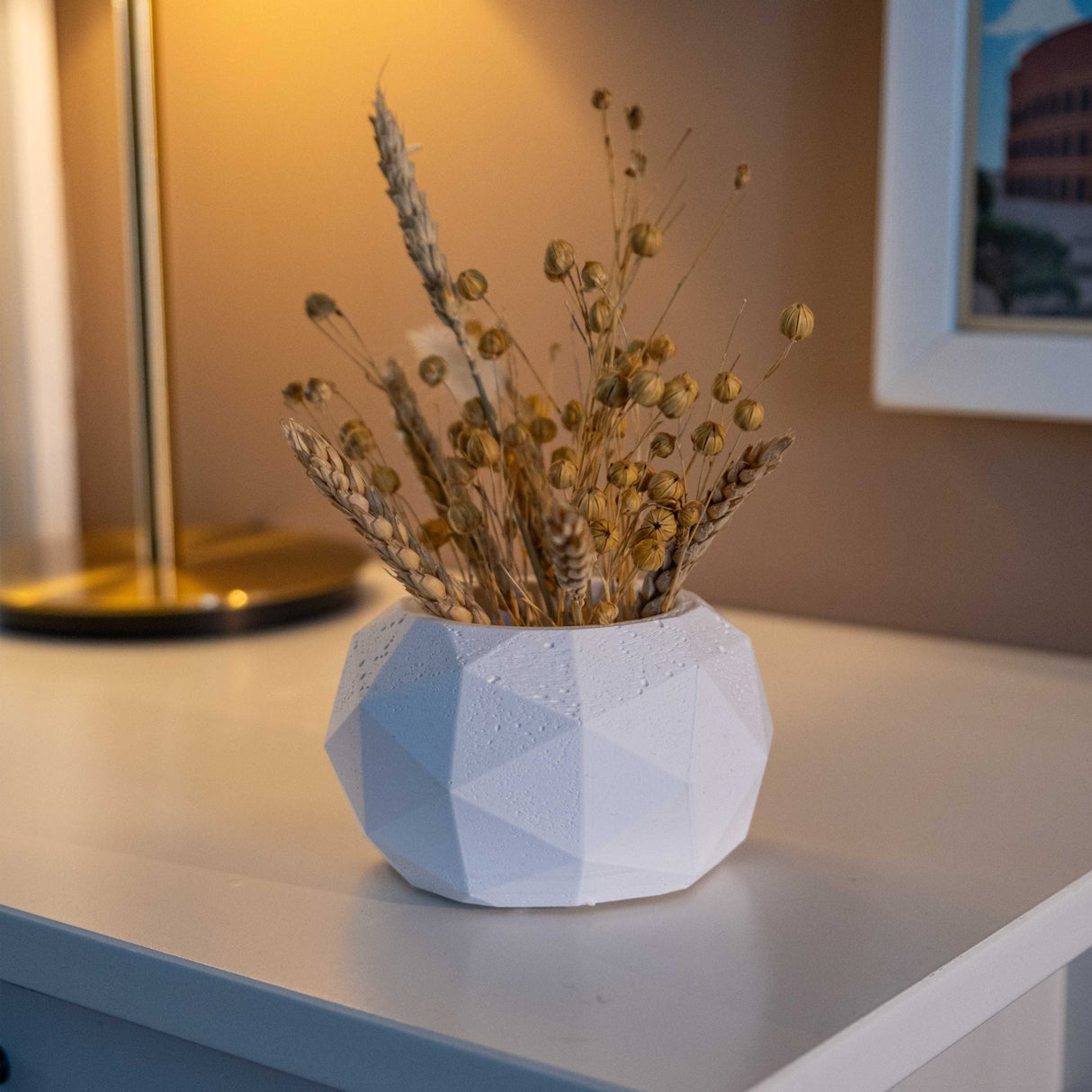 Gloria Home White Concrete Diagonal Pot
