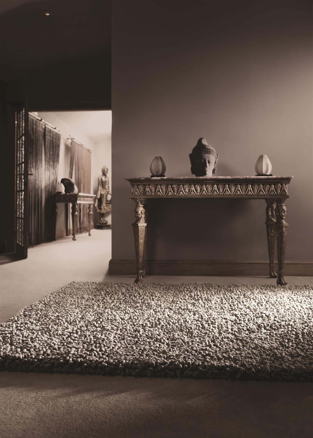 Maine Grey Shaggy Pile Wool Rug