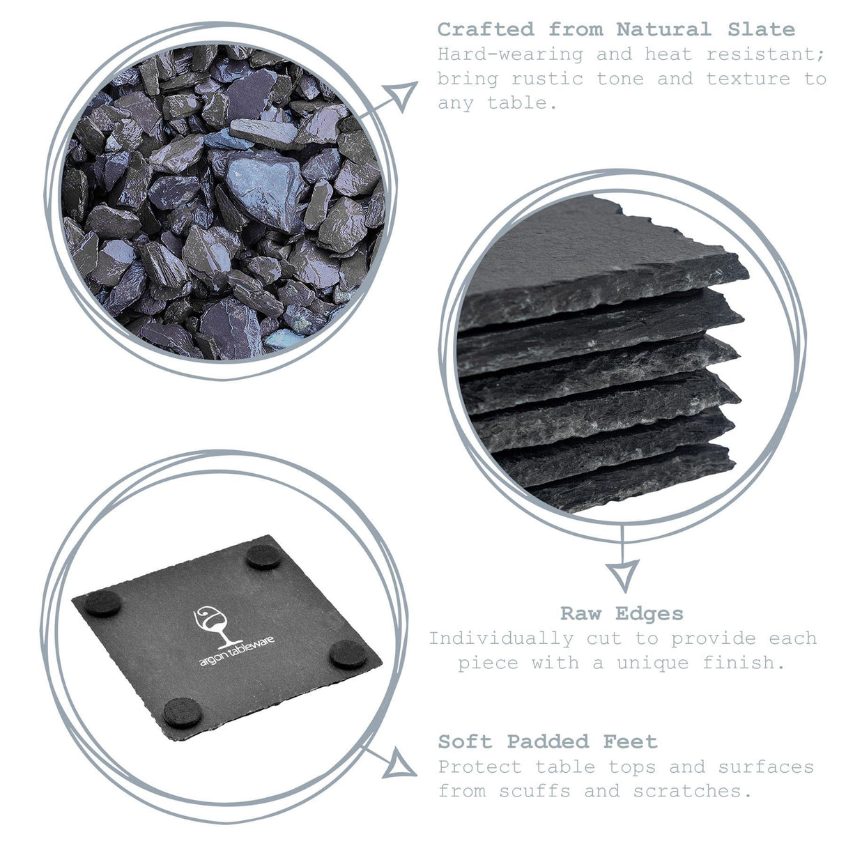 Rinkit Square Slate Coasters - Pack of 6
