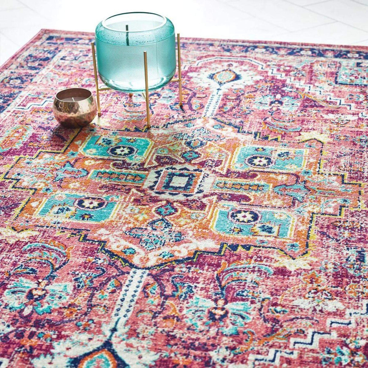 Granada Multicolour Vintage Rug Ruby by The Rugs