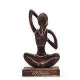 HatiNest Wooden Yoga Lady Cow Face Pose Antique Finish