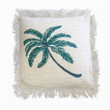 HatiNest Linen Cushion Cover Palm Tree with Fringe - 45x45cm