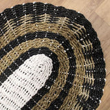 The Rugs Oval Seagrass Black White Tan Rug - 60x120cm