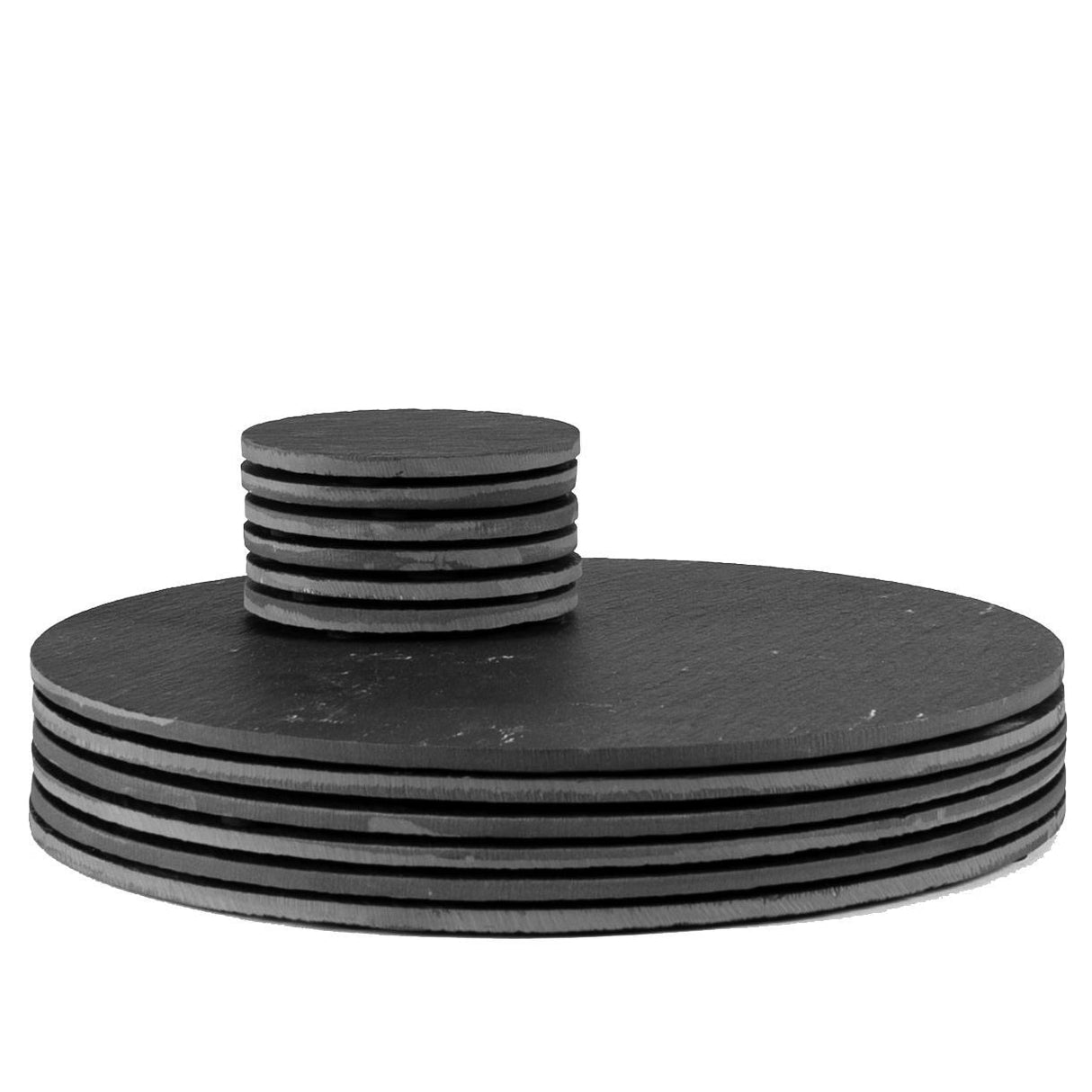 Rinkit Round Linea Slate Placemats & Coasters Dining Set Black - 12pc