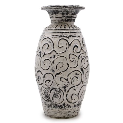 HatiNest Swirls Shaped Dry Flowers Vase - Cream