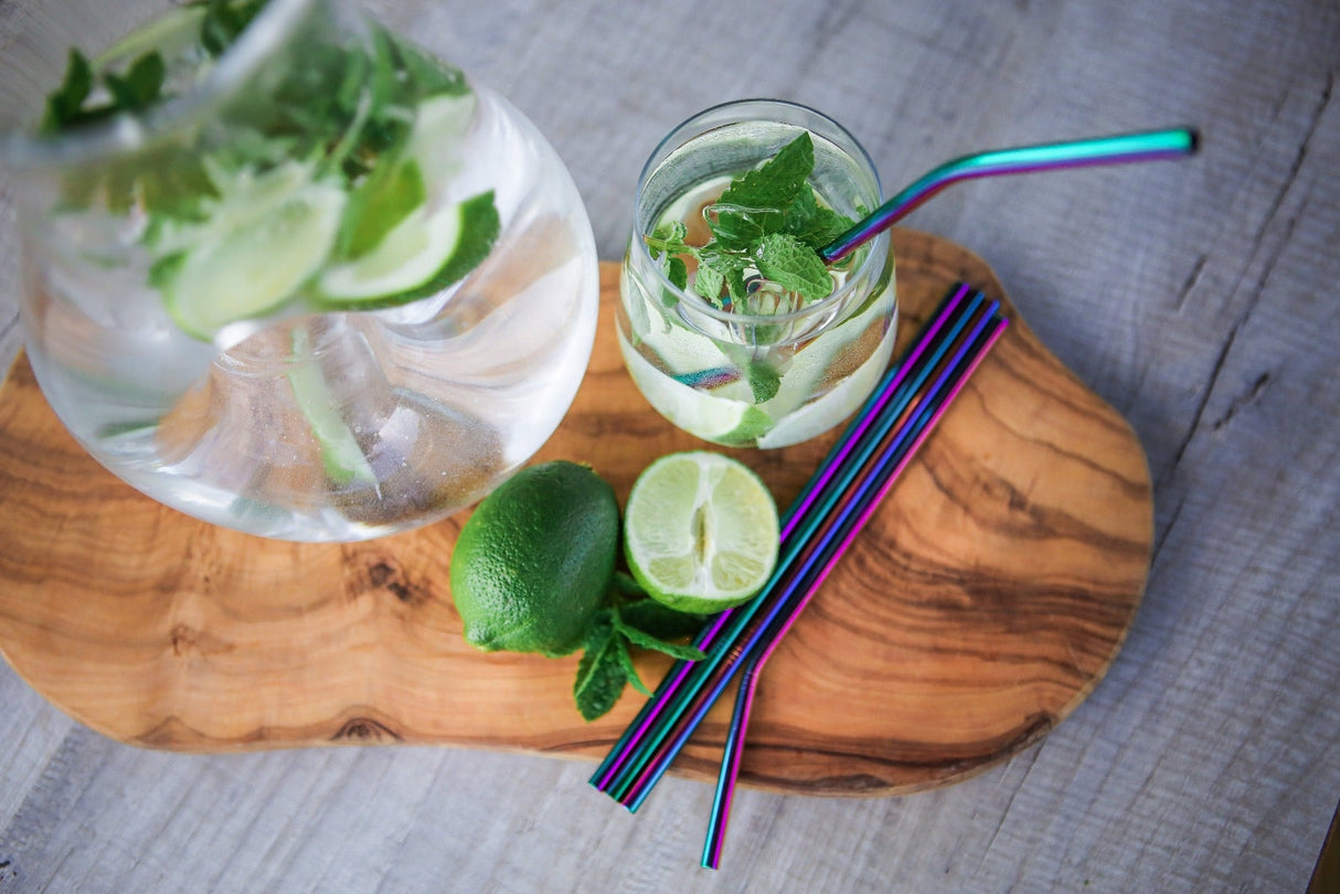 Wild & Stone Reusable Stainless Steel Drinking Straws Rainbow - 8 Pack